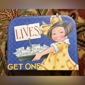 Mary Engelbreit Blue Satchel with Yellow Accents